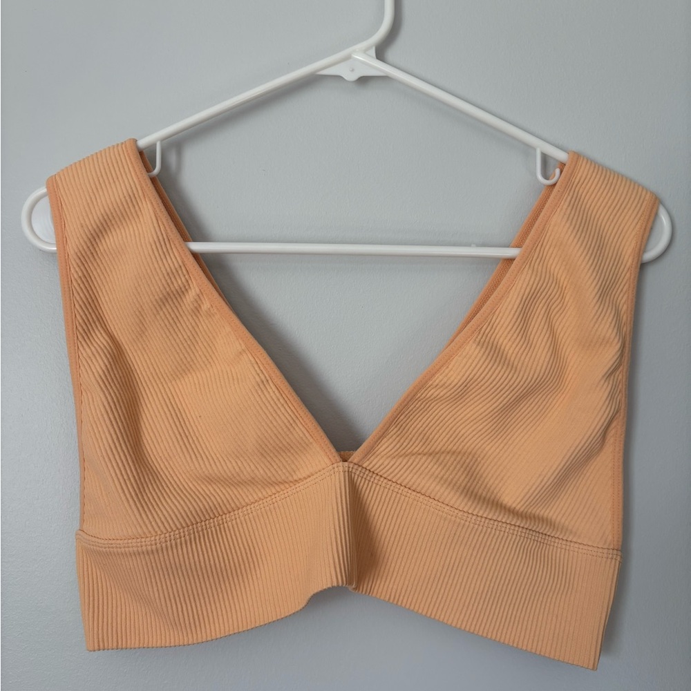 Garage Peach Ribbed Bralette